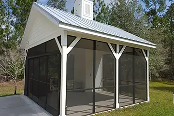 Screen room with sliding screen door